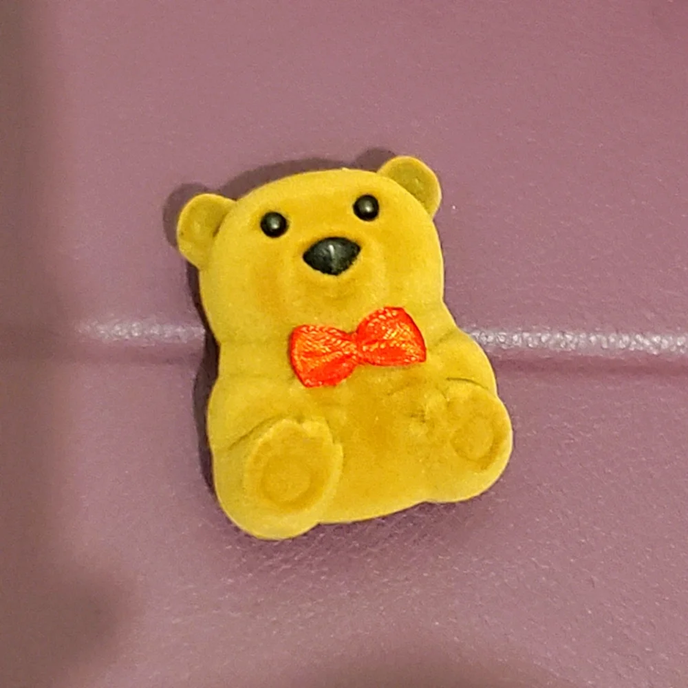 Cute Furry Bear with Red Bow Tie Jewelry Gift Box